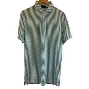 Ralph Lauren Polo Golf Shirt Men's Medium Green White Stripe Pro Fit